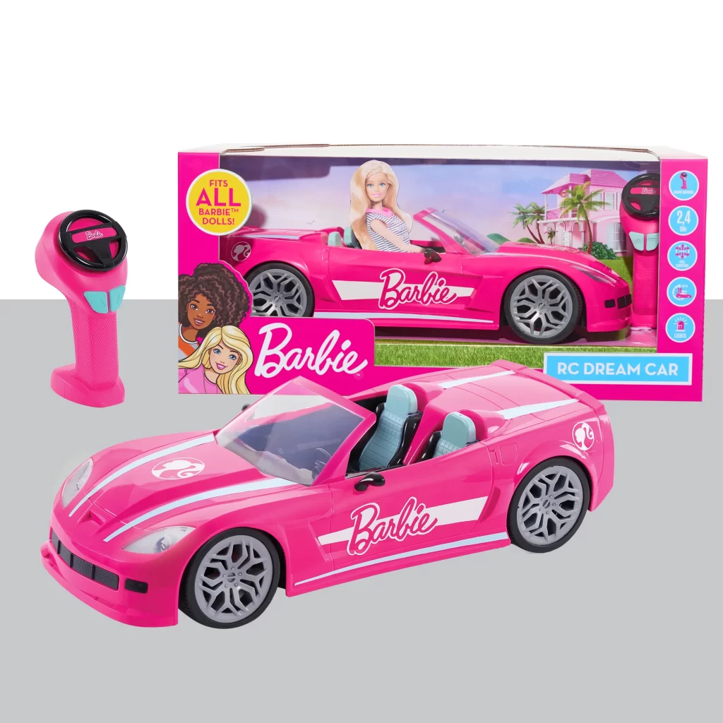 Remote control Barbie car pink with dolls